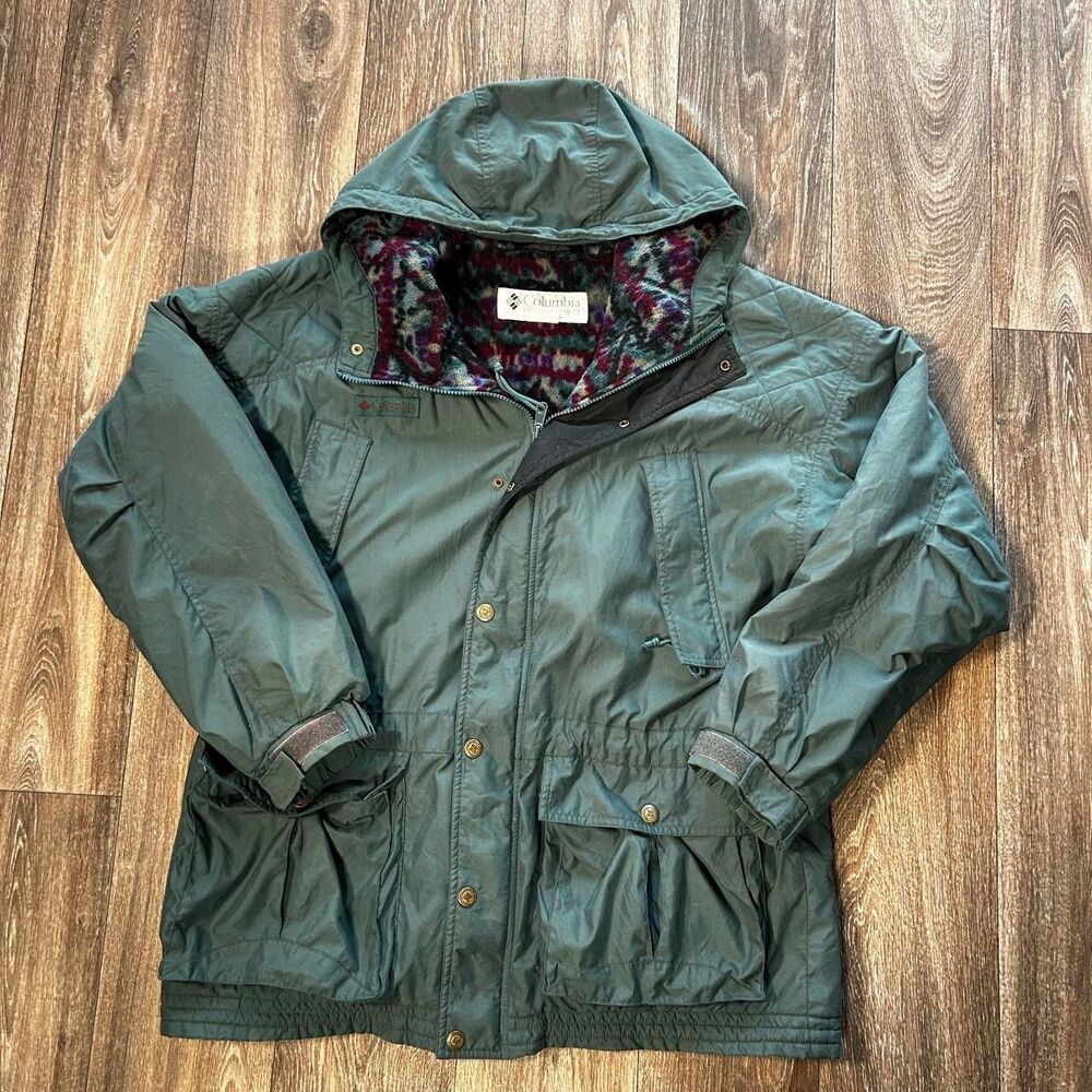 Vintage 1990s Columbia Green Winter Jacket gorpcore outdoors utility